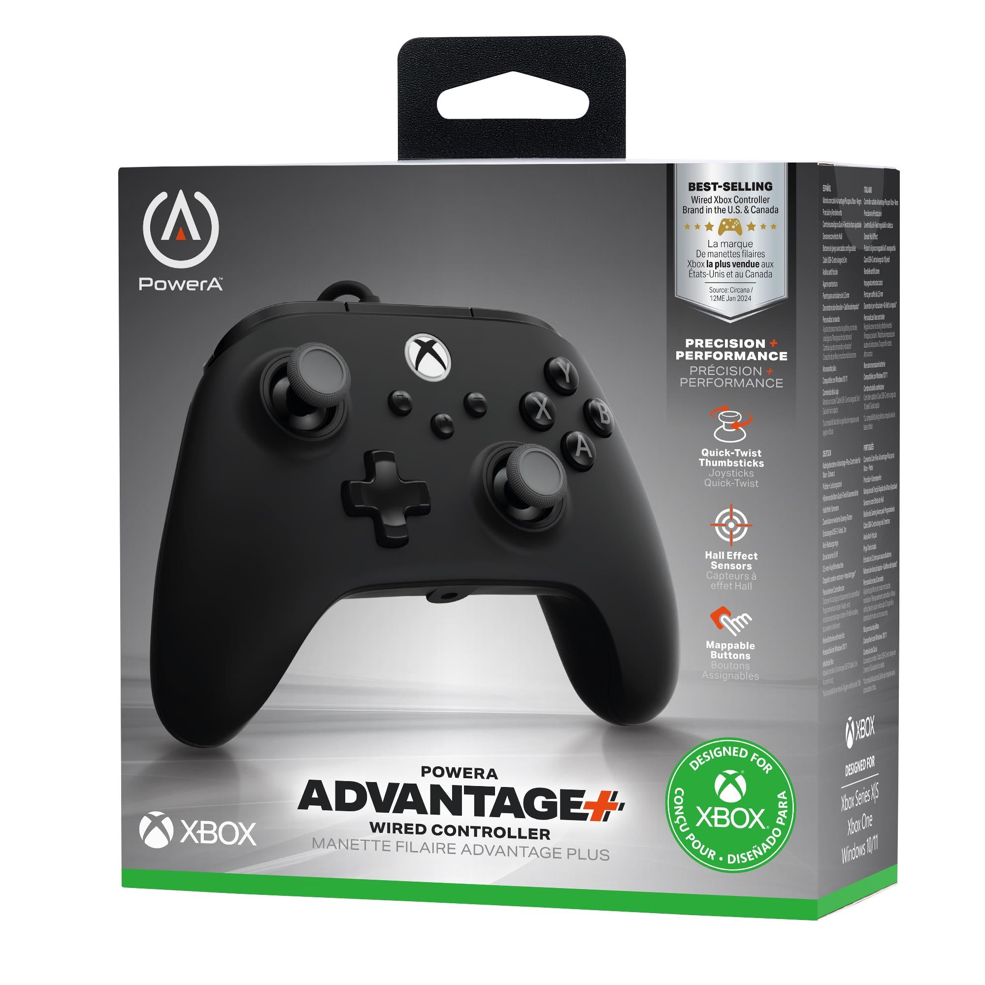 PowerA Advantage Plus Wired Controller for Xbox Series X/S with Hall Effect Modules (Black)